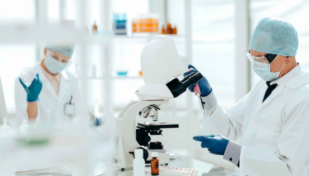 Lab staff working in a project