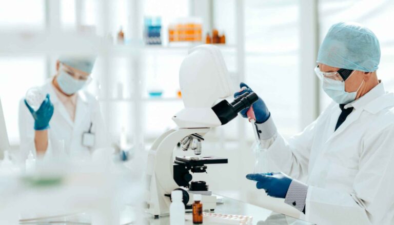 Lab staff working in a project